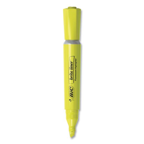 Brite Liner Tank-Style Highlighter, Fluorescent Yellow Ink, Chisel Tip, Yellow/Black Barrel, Dozen1