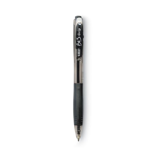 BU3 Ballpoint Pen, Retractable, Bold 1 mm, Black Ink, Black Barrel, Dozen1