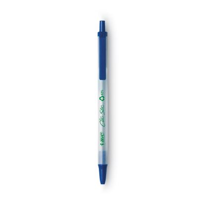 Ecolutions Clic Stic Ballpoint Pen, Retractable, Medium 1 mm, Blue Ink, Clear Barrel, Dozen1