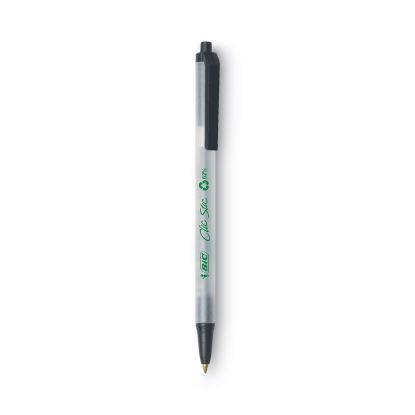 Ecolutions Clic Stic Ballpoint Pen, Retractable, Medium 1 mm, Black Ink, Clear Barrel, Dozen1