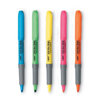 Brite Liner Grip Pocket Highlighter, Assorted Ink Colors, Chisel Tip, Assorted Barrel Colors, 5/Set1
