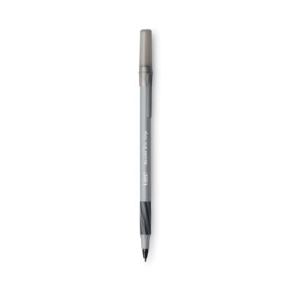 Round Stic Grip Xtra Comfort Ballpoint Pen, Stick, Fine 0.8 mm, Black Ink, Gray/Black Barrel, Dozen1
