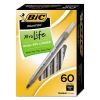 Round Stic Xtra Life Ballpoint Pen Value Pack, Stick, Medium 1 mm, Black Ink, Smoke Barrel, 60/Box2