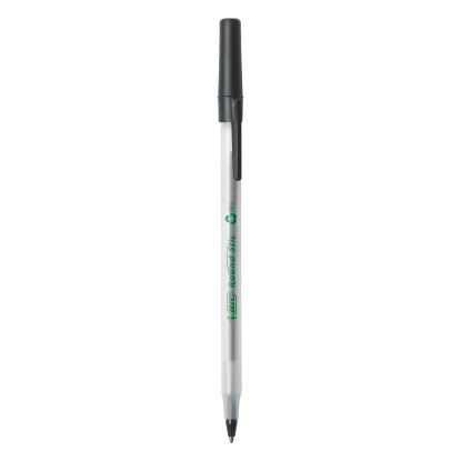 Ecolutions Round Stic Ballpoint Pen Value Pack, Stick, Medium 1 mm, Black Ink, Clear Barrel, 50/Pack1