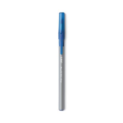 Round Stic Grip Xtra Comfort Ballpoint Pen, Easy-Glide, Stick, Medium 1.2 mm, Blue Ink, Gray/Blue Barrel, Dozen1