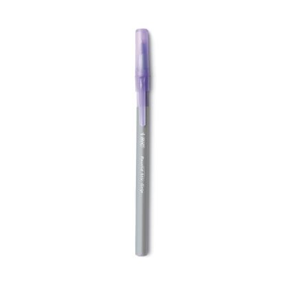 Round Stic Grip Xtra Comfort Ballpoint Pen, Easy-Glide, Stick, Medium 1.2 mm, Purple Ink, Gray/Purple Barrel, Dozen1