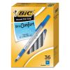 Round Stic Grip Xtra Comfort Ballpoint Pen Value Pack, Easy-Glide, Stick, Medium 1.2 mm, Blue Ink, Gray/Blue Barrel, 36/Pack2