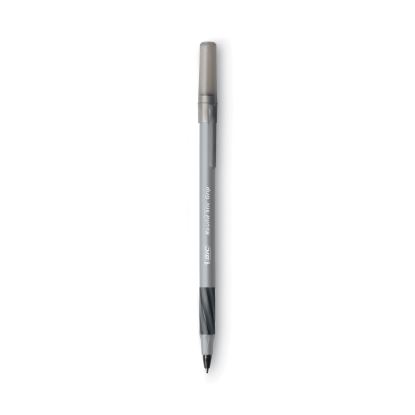 Round Stic Grip Xtra Comfort Ballpoint Pen Value Pack, Easy-Glide, Stick, Medium 1.2 mm, Black Ink, Gray/Black Barrel, 36/PK1