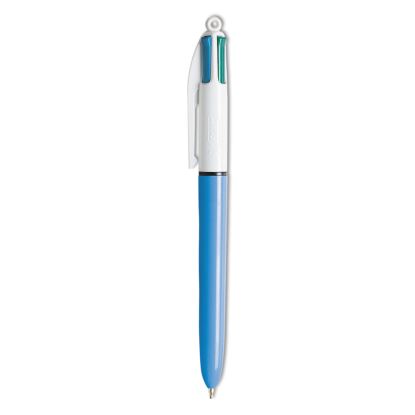 4-Color Multi-Function Ballpoint Pen, Retractable, Medium 1 mm, Black/Blue/Green/Red Ink, Blue Barrel1