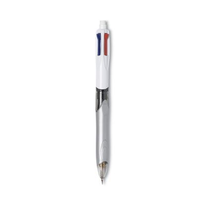 4-Color 3 + 1 Multi-Color Ballpoint Pen/Pencil, Retractable, 1 mm Pen/0.7 mm Pencil, Black/Blue/Red Ink, Gray/White Barrel1