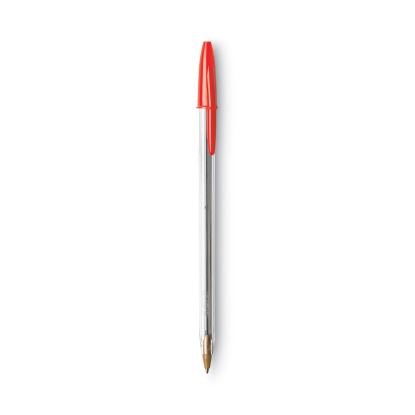 Cristal Xtra Smooth Ballpoint Pen, Stick, Medium 1 mm, Red Ink, Clear Barrel, Dozen1