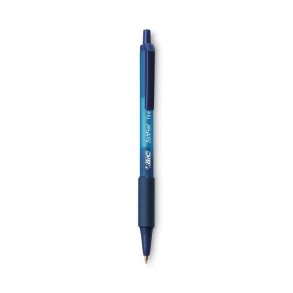 Soft Feel Ballpoint Pen, Retractable, Medium 1 mm, Blue Ink, Blue Barrel, Dozen1