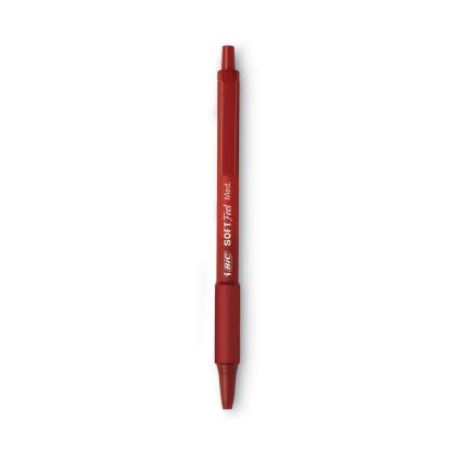 Soft Feel Ballpoint Pen, Retractable, Medium 1 mm, Red Ink, Red Barrel, Dozen1