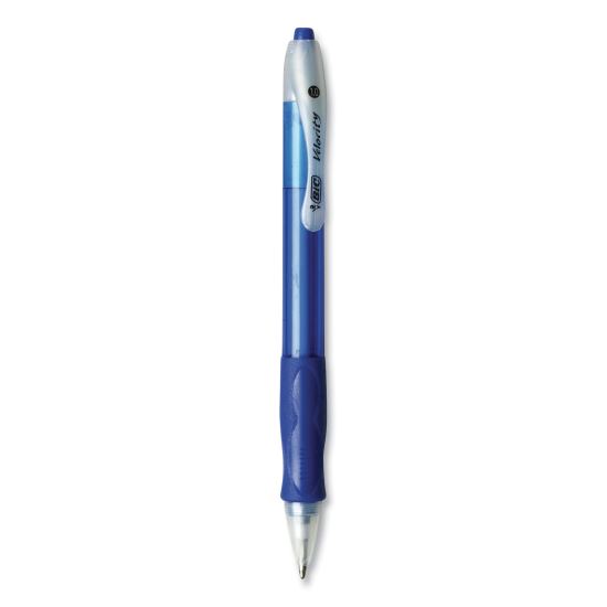 Velocity Easy Glide Ballpoint Pen, Retractable, Medium 1 mm, Blue Ink, Translucent Blue Barrel, Dozen1