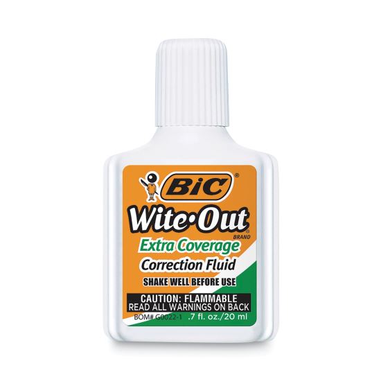 Wite-Out Extra Coverage Correction Fluid, 20 mL Bottle, White, Dozen1
