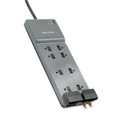 Home/Office Surge Protector, 8 Outlets, 12 ft Cord, 3390 Joules, Dark Gray1