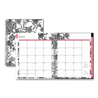 Analeis Monthly Planner, Analeis Floral Artwork, 10 x 8, White/Black/Coral Cover, 12-Month (Jan to Dec): 20231