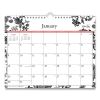 Analeis Wall Calendar, Analeis Floral Artwork, 11 x 8.75, White/Black/Coral Sheets, 12-Month (Jan to Dec): 20231