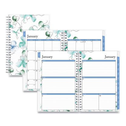 Lindley Weekly/Monthly Planner, Lindley Floral Artwork, 8 x 5, White/Blue/Green Cover, 12-Month (Jan to Dec): 20231