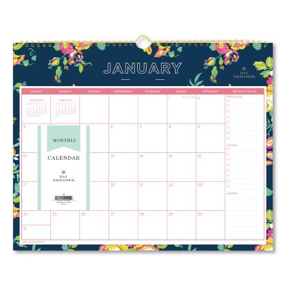 Day Designer Peyton Wall Calendar, Peyton Floral Artwork, 15 x 12, White/Navy Sheets, 12-Month (Jan to Dec): 20231