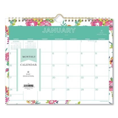 Day Designer Peyton Wall Calendar, Peyton Floral Artwork, 11 x 8.75, White/Multicolor Sheets, 12-Month (Jan to Dec): 20231