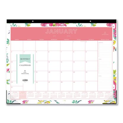 Day Designer Peyton Desk Pad Calendar, Floral Artwork, 22 x 17, Black Binding, Clear Corners, 12-Month (Jan-Dec): 20231