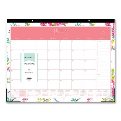 Day Designer Peyton Academic Desk Pad, Floral Artwork, 22 x 17, Black Binding, Clear Corners, 12-Month (July-June): 2022-20231