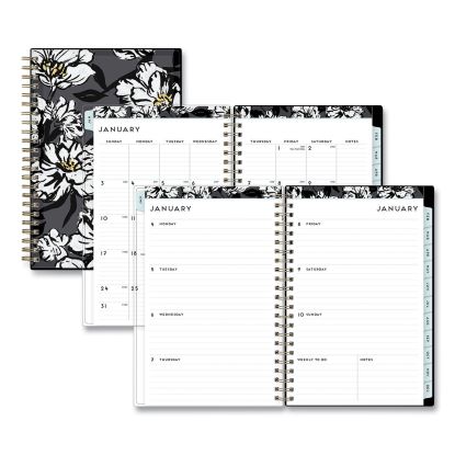 Baccara Dark Create-Your-Own Cover Weekly/Monthly Planner, Floral, 8 x 5, Gray/Black/Gold Cover, 12-Month (Jan-Dec): 20231