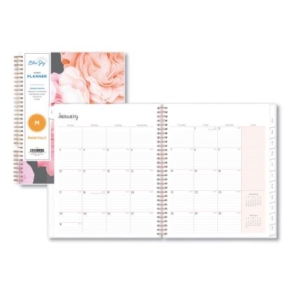 Joselyn Monthly Wirebound Planner, Joselyn Floral Artwork, 10 x 8, Pink/Peach/Black Cover, 12-Month (Jan to Dec): 20231
