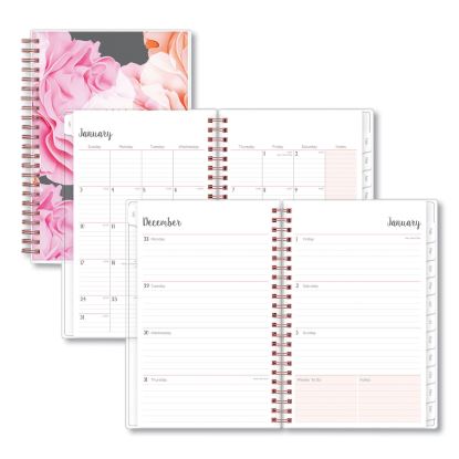 Joselyn Weekly/Monthly Planner, Joselyn Floral Artwork, 8 x 5, Pink/Peach/Black Cover, 12-Month (Jan to Dec): 20231