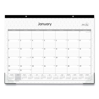 Enterprise Desk Pad, Geometric Artwork, 22 x 17, White/Gray Sheets, Black Binding, Clear Corners, 12-Month (Jan-Dec): 20231