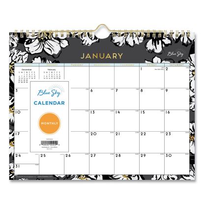 Baccara Dark Wall Calendar, Baccara Dark Floral Artwork, 11 x 8.75, White/Black Sheets, 12-Month (Jan to Dec): 20231