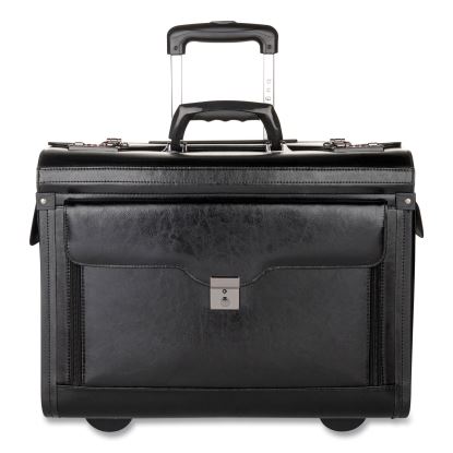 Catalog Case on Wheels, Fits Devices Up to 17.3", Leather, 19 x 9 x 15.5, Black1