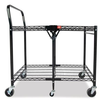 Stowaway Folding Carts, 2 Shelves, 35w x 37.25d x 22h, Black, 250 lb Capacity1
