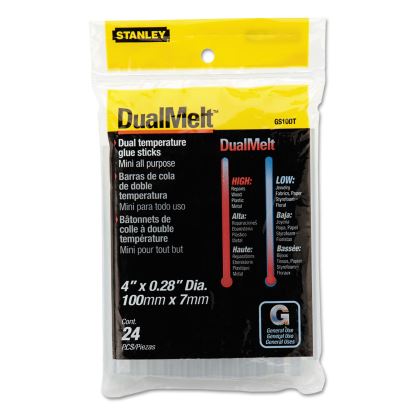Dual Temperature Mini Glue Sticks, 0.28" x 4", Dries Clear, 24/Pack1