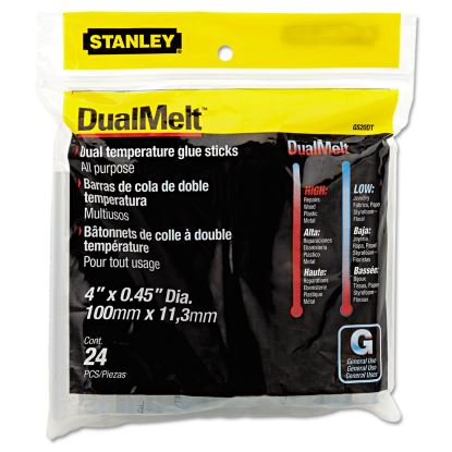 Dual Temperature Glue Sticks, 0.45" x 4", Dries Clear, 24/Pack1