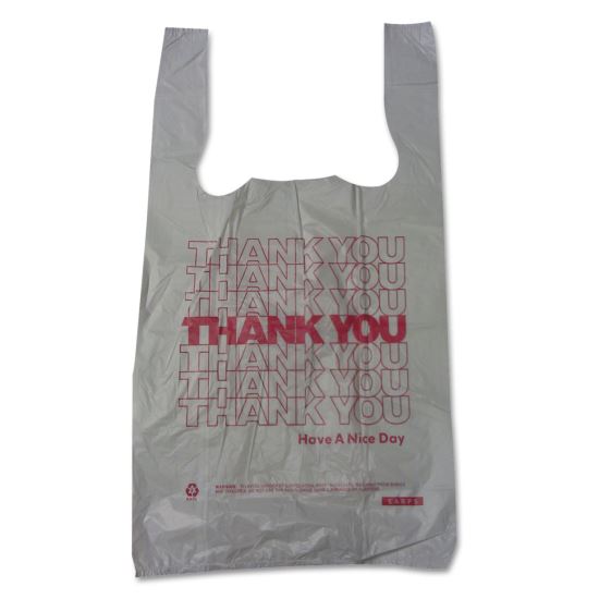 Plastic Thank-You T-Sack, 2 mil, 4" x 15", White, 2,000/Carton1