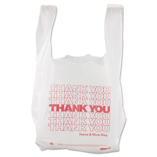 Thank You High-Density Shopping Bags, 8" x 16", White, 2,000/Carton1