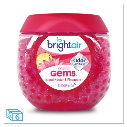 Scent Gems Odor Eliminator, Island Nectar and Pineapple, Pink, 10 oz Jar, 6/Carton1