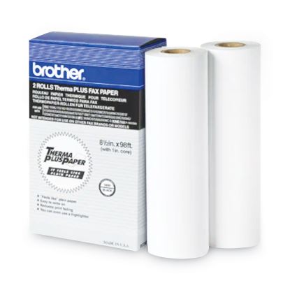 98' ThermaPlus Fax Paper Roll, 1" Core, 8.5" x 98ft, White, 2/Pack1