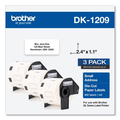 Die-Cut Address Labels, 1.1 x 2.4, White, 800/Roll, 3 Rolls/Pack1