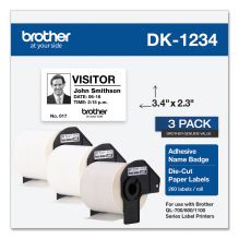 Die-Cut Name Badge Labels, 2.3 x 3.4, White, 260/Roll, 3 Rolls/Pack1