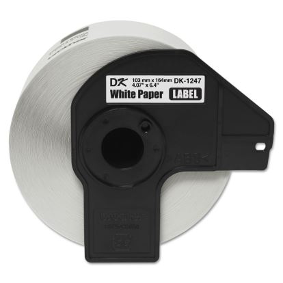 DK1247 Label Tape, 4.07" x 6.4", Black on White, 180/Roll1