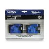TC Tape Cartridges for P-Touch Labelers, 0.47" x 25.2 ft, Black on Clear, 2/Pack2