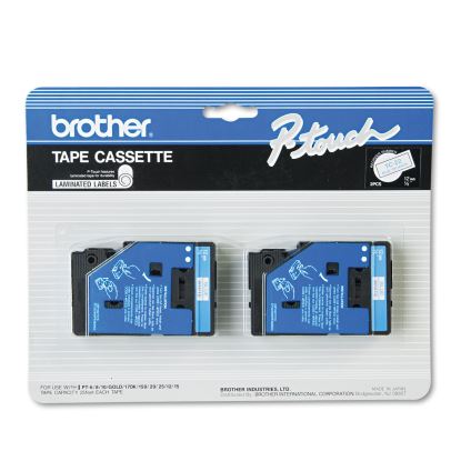 TC Tape Cartridges for P-Touch Labelers, 0.5" x 25.2 ft, Blue on White, 2/Pack1