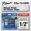 TZe Standard Adhesive Laminated Labeling Tapes, 0.47" x 26.2 ft, Black on Clear, 2/Pack2