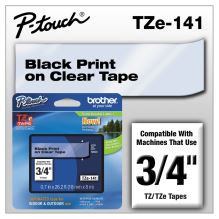TZe Standard Adhesive Laminated Labeling Tape, 0.7" x 26.2 ft, Black on Clear1