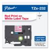 TZe Standard Adhesive Laminated Labeling Tape, 0.47" x 26.2 ft, Red on White2