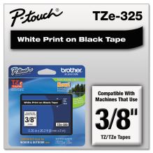TZe Standard Adhesive Laminated Labeling Tape, 0.35" x 26.2 ft, White on Black1