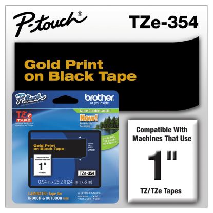 TZe Standard Adhesive Laminated Labeling Tape, 0.94" x 26.2 ft, Gold on Black1